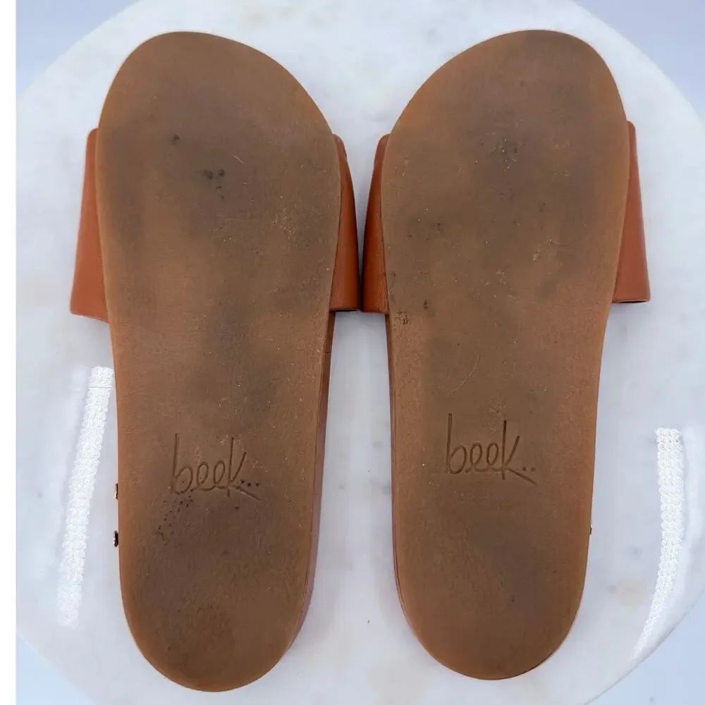 Beek Gallito Leather Slide Sandals Tan Size 7
